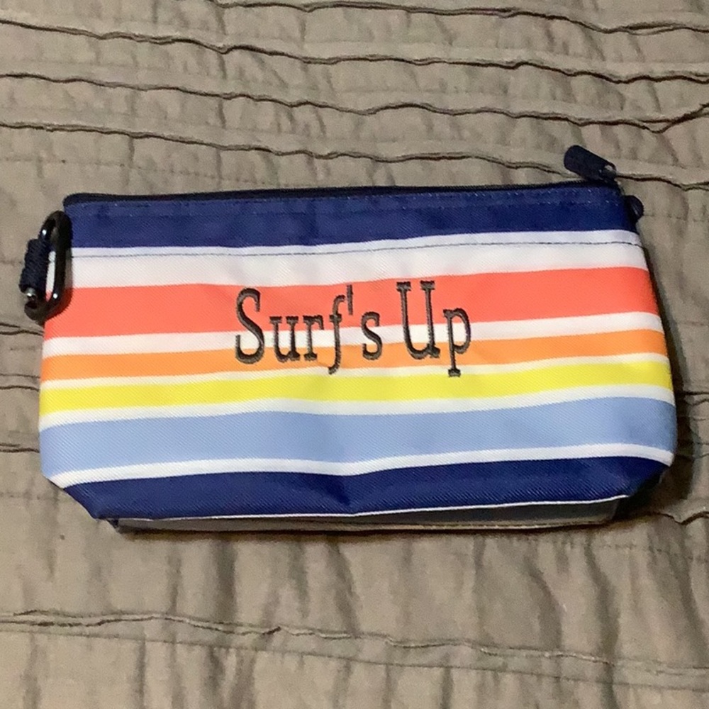 Thirty-One Blue and Orange Cosmetic Bag with Surf's Up Design
